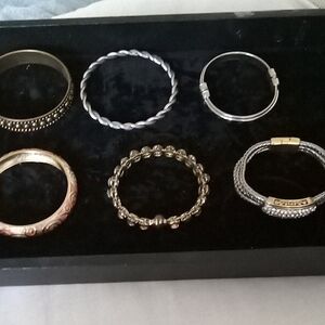 6 Mixed Metal Women’s Bracelet Set - Gold & Silver Accents